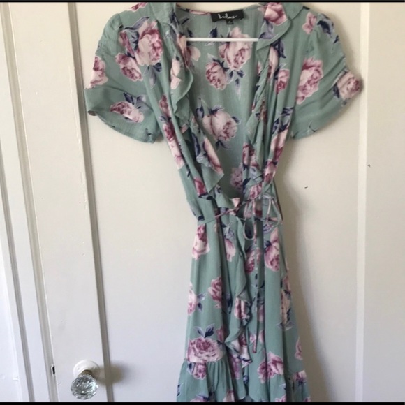 Lulus Sage Floral Wrap Dress Size small - Picture 4 of 9